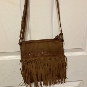 Like new Leather like fringe cross body bag